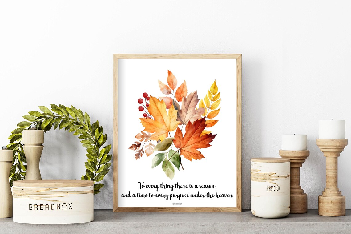 Ecclesiastes 31 Autumn Leaves Watercolor Fall Bible Verse Scripture Poster - Image 3