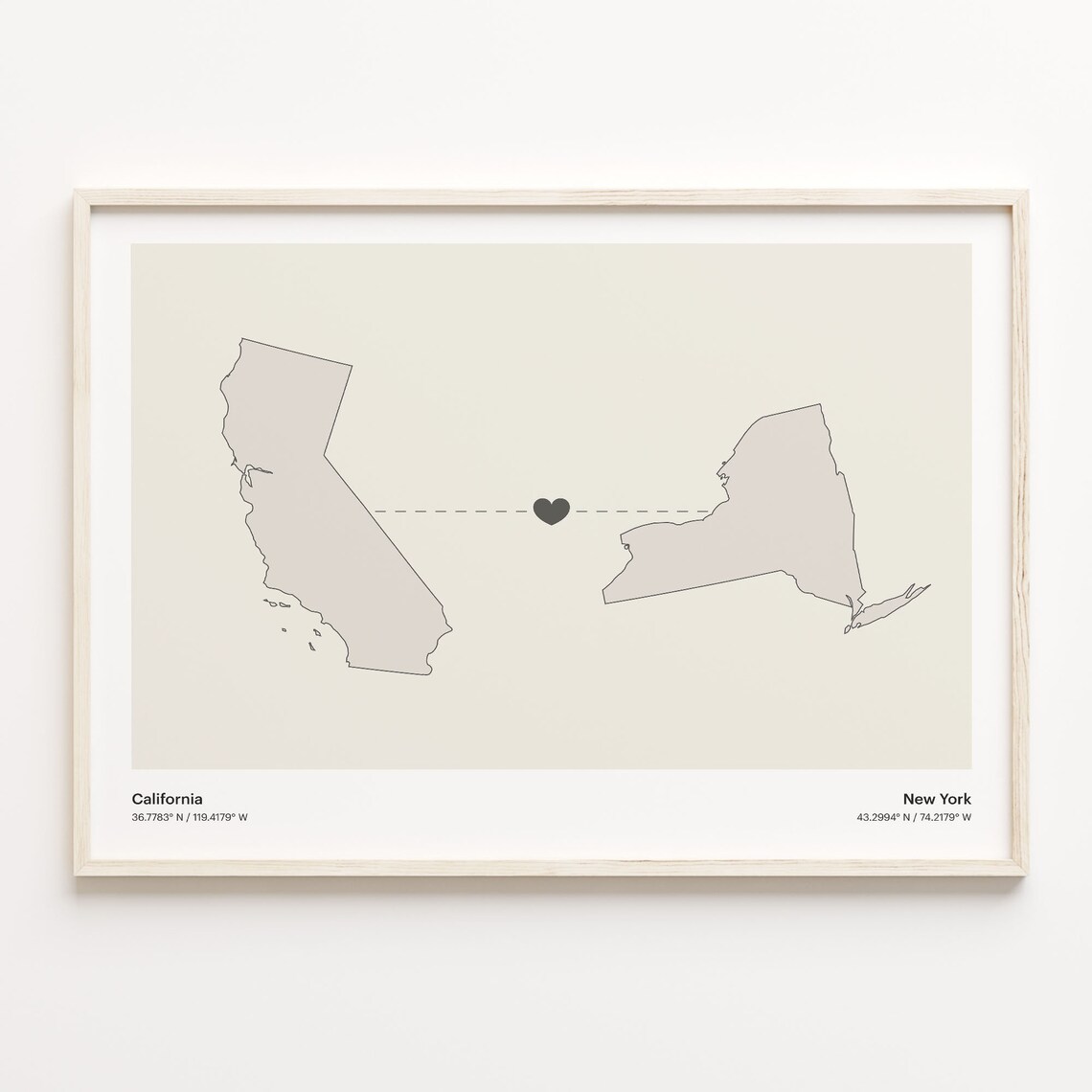 New York Minimalistic State Connection Map Art Print