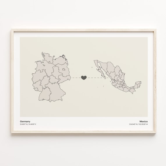 Germany To Mexico Minimalist Country Connection Map
