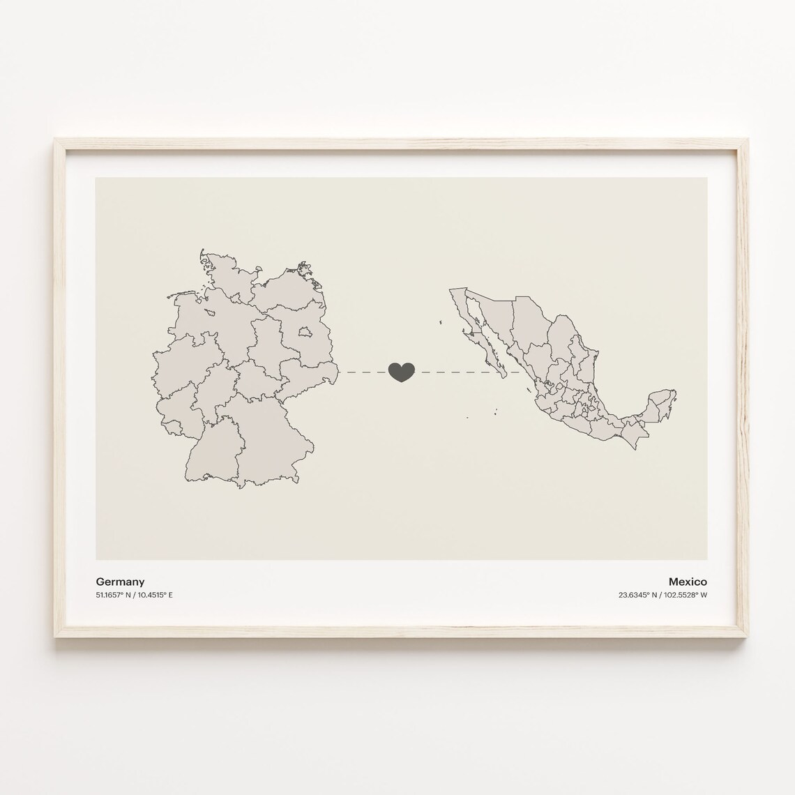 Germany To Mexico Minimalist Country Connection Map