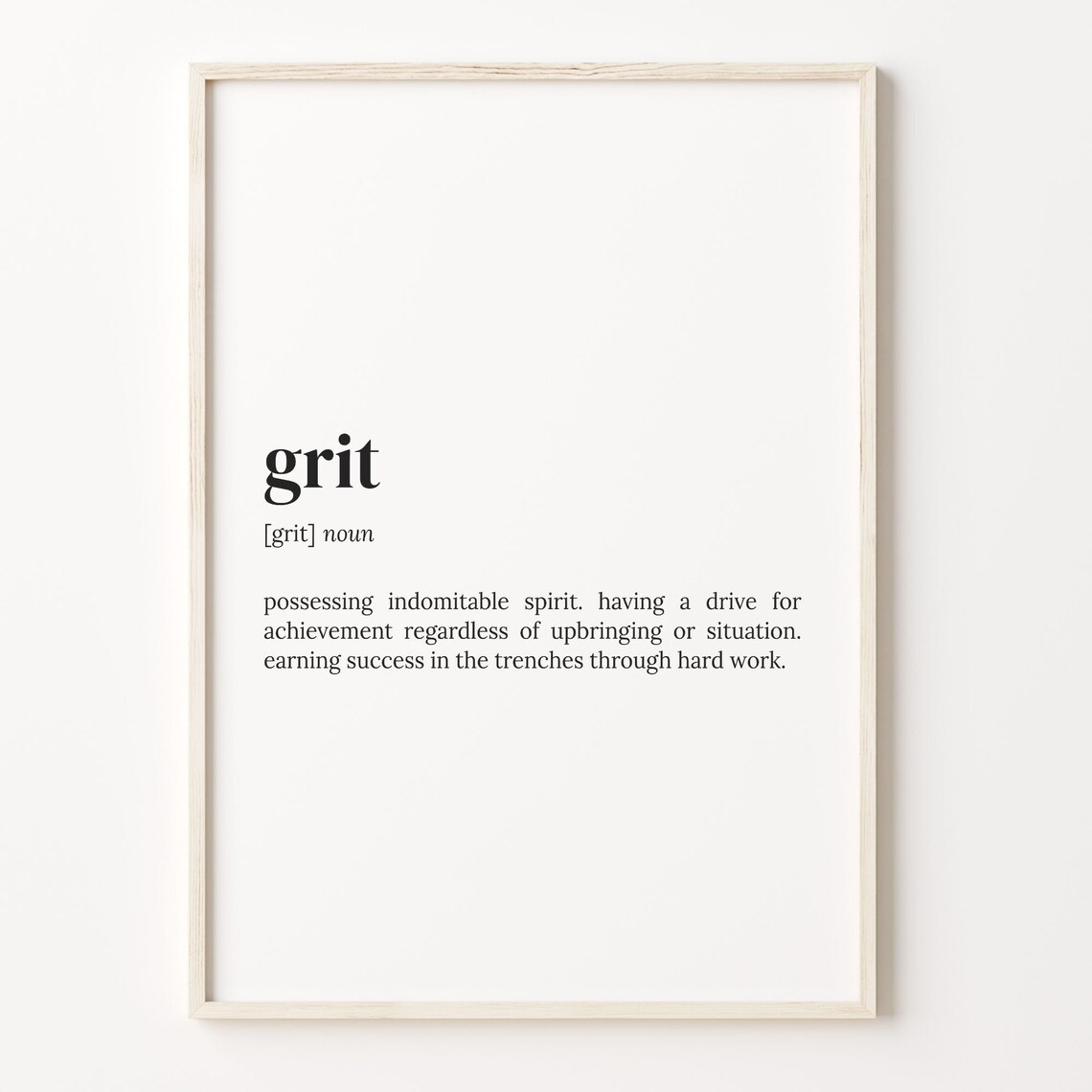 Grit Definition Dictionary Quote Art Print