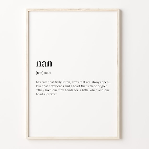 Nan Definition Print Dictionary Style Quote Gift For Grandma
