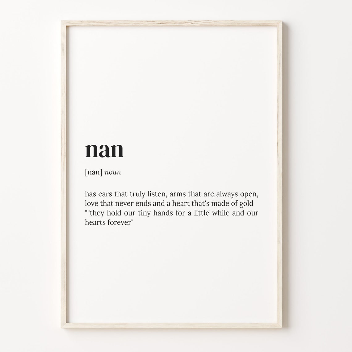 Nan Definition Print Dictionary Style Quote Gift For Grandma