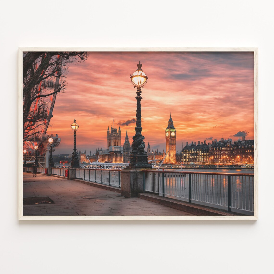 London Sunset Big Ben Houses Of Parliament Thames River Poster
