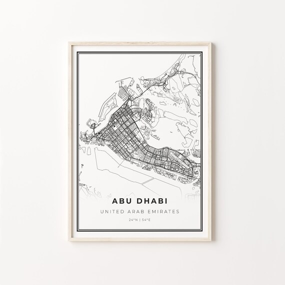 Abu Dhabi United Arab Emirates Minimalist Line Art Map Poster