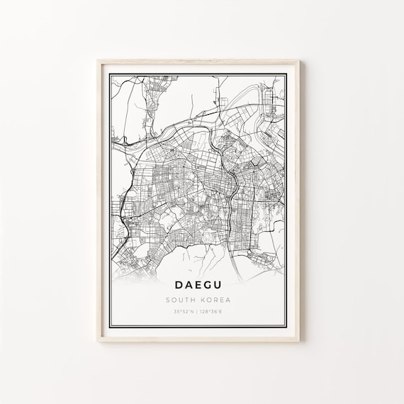 Daegu South Korea Minimalist Black And White City Map Art Poster