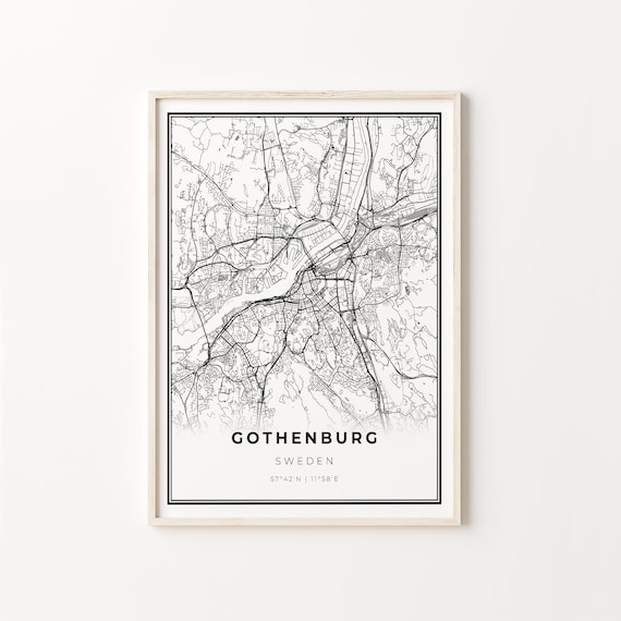Gothenburg Sweden Minimalist Black And White City Map Art Poster
