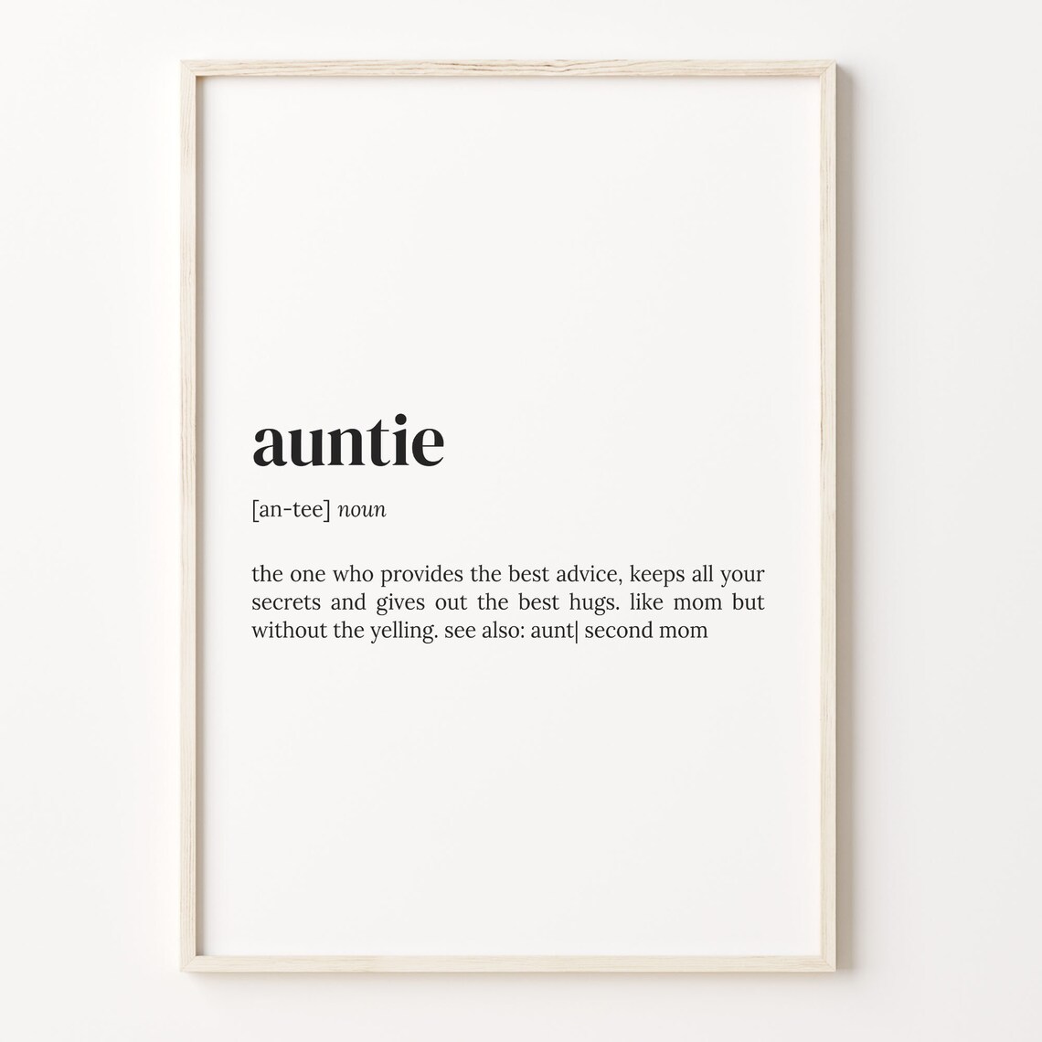 Auntie Definition Dictionary Quote Art Print