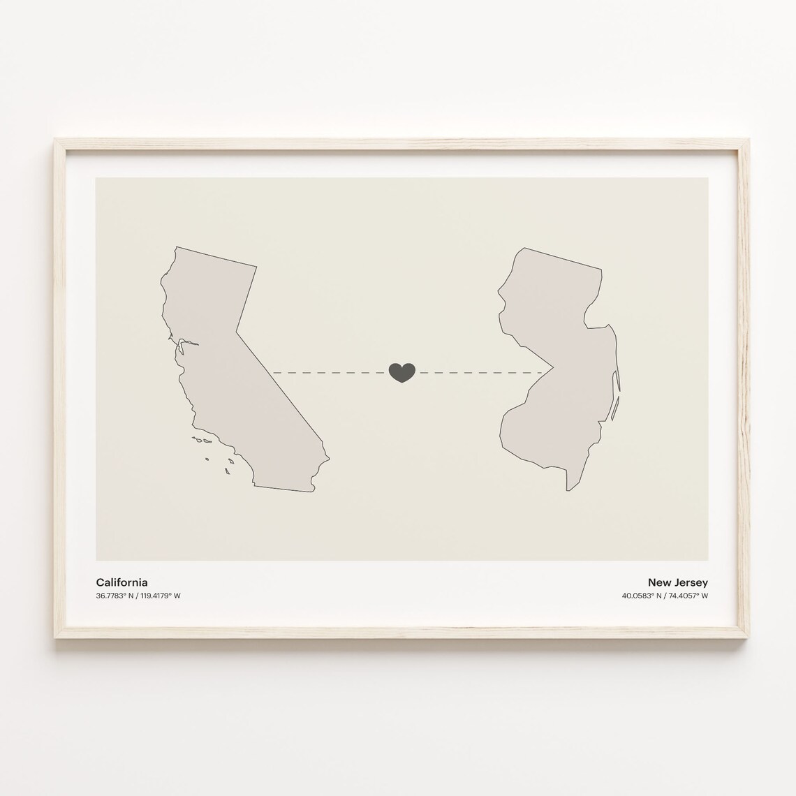 New Jersey Minimalist State Connection Map Art Print
