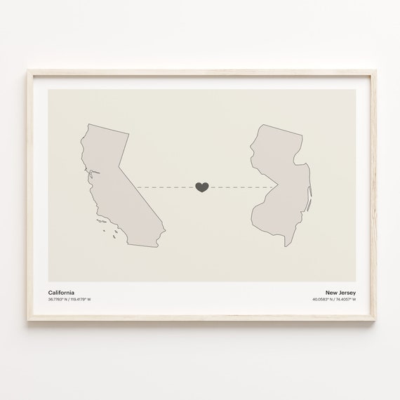 New Jersey Minimalist State Connection Map Art Print