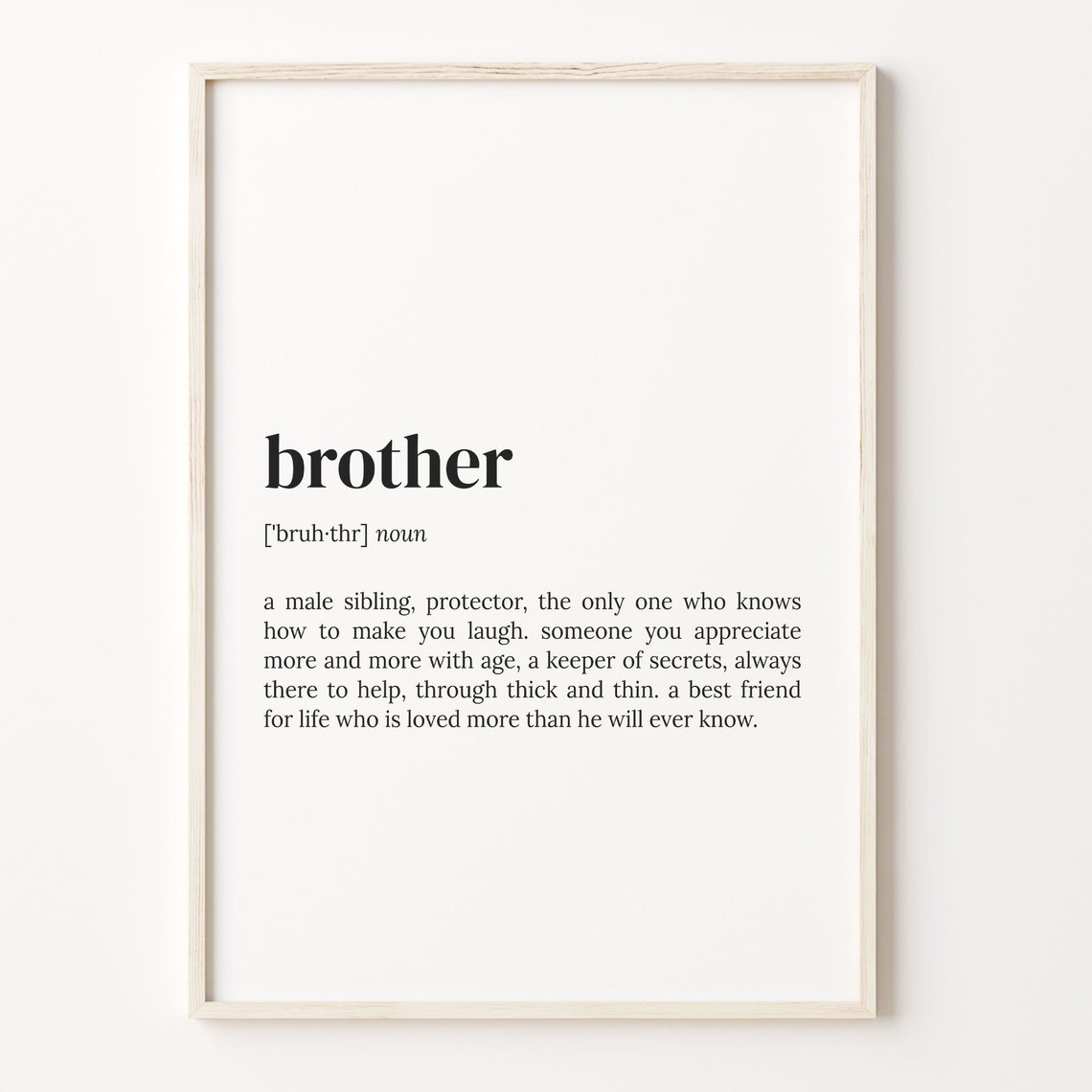 Brother Dictionary Definition Meaning Quote Typography Poster