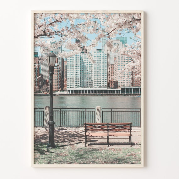 Cherry Blossoms Colorful Poster Print Cherry Blossom Manhattan Photo Art Wall Art Boho Decor Colorful Wall Art Poster Print C18 103