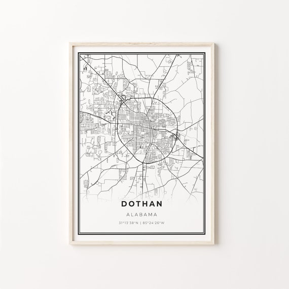 Dothan City Map Art Poster, Alabama USA