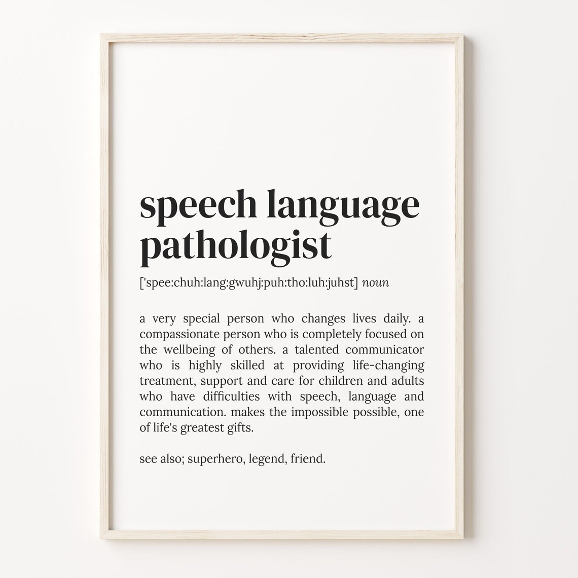 Speech Language Pathologist Definition Quote Poster