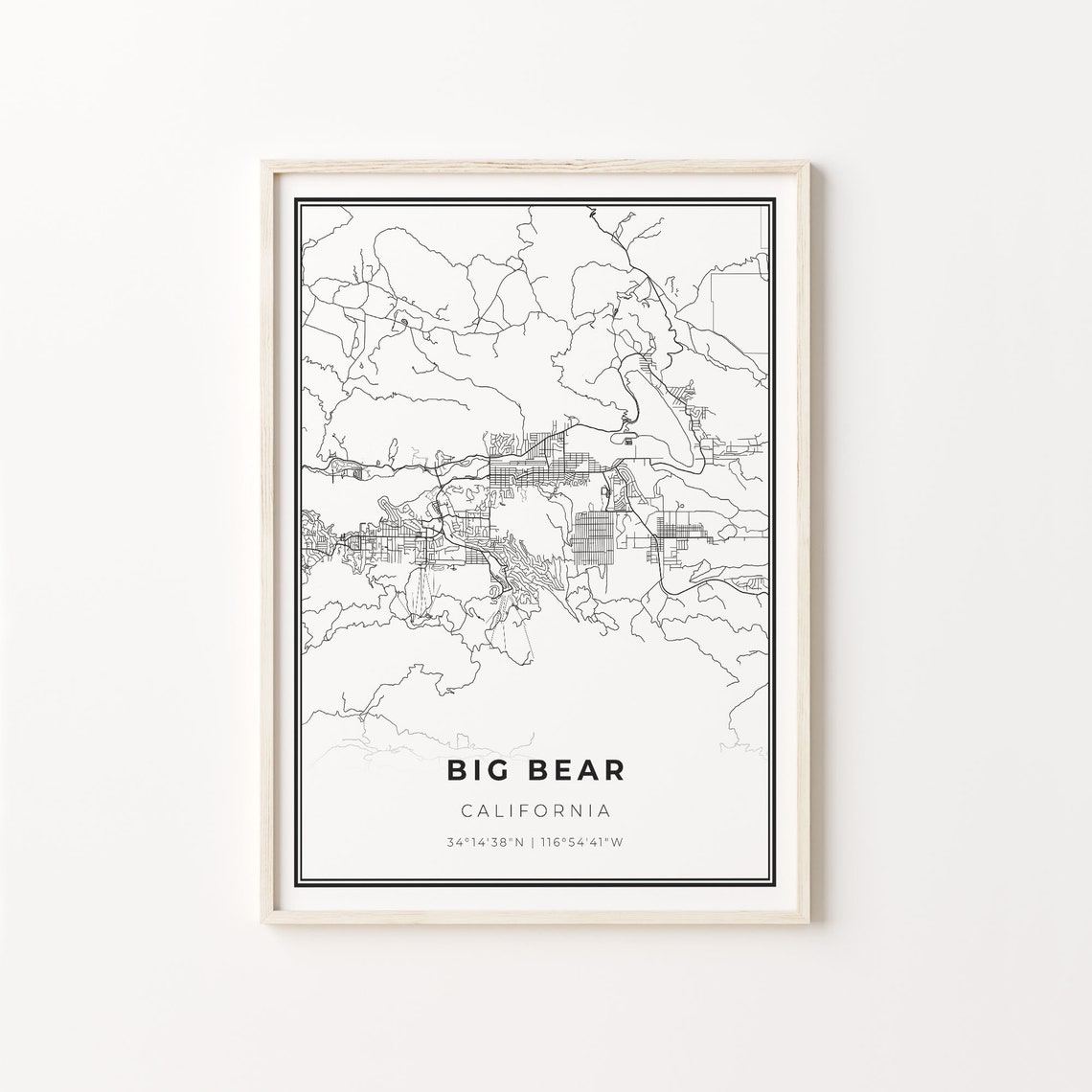 Big Bear Print City Map Art Poster Ca Usa Wall Decor Modern Black And White Style Gift For Kitchen C13233