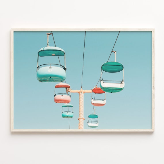 Sky Glider Ride Colorful Poster Print Sky Glider Ride Photo Wall Art Wall Art Boho Decor Colorful Wall Art C18 266
