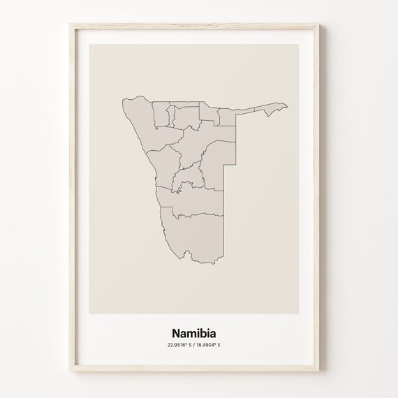Namibia Minimalist Country Map With Coordinates Line Art Poster