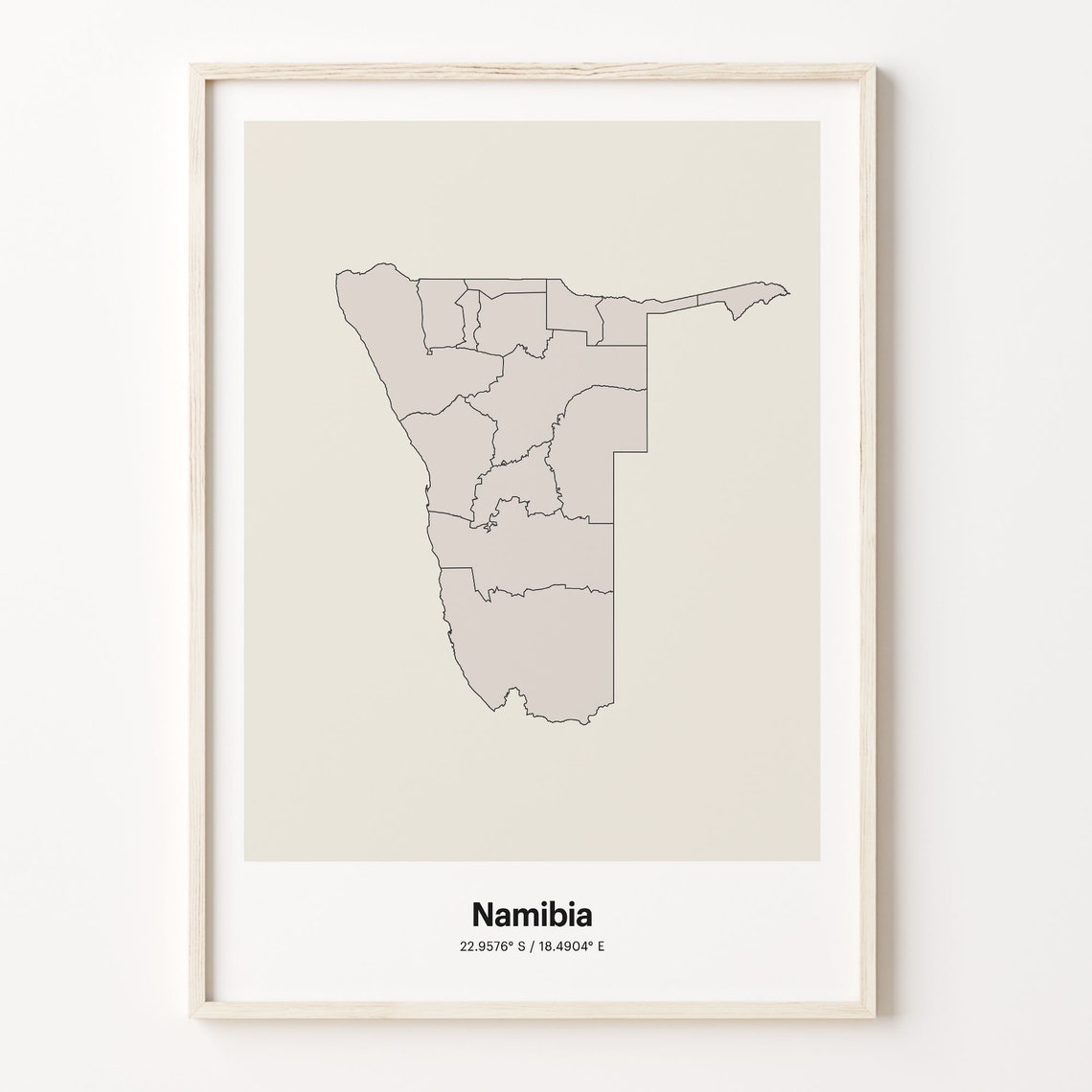 Namibia Minimalist Country Map With Coordinates Line Art Poster