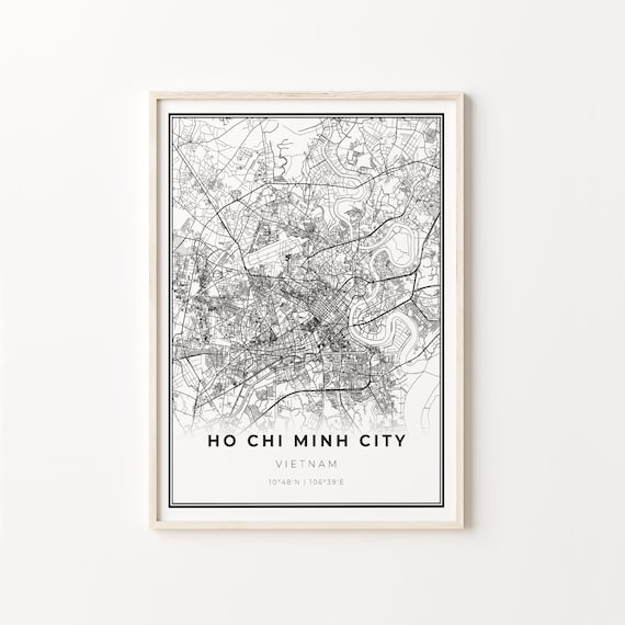Ho Chi Minh City Vietnam Map Minimalist Line Art Travel Poster