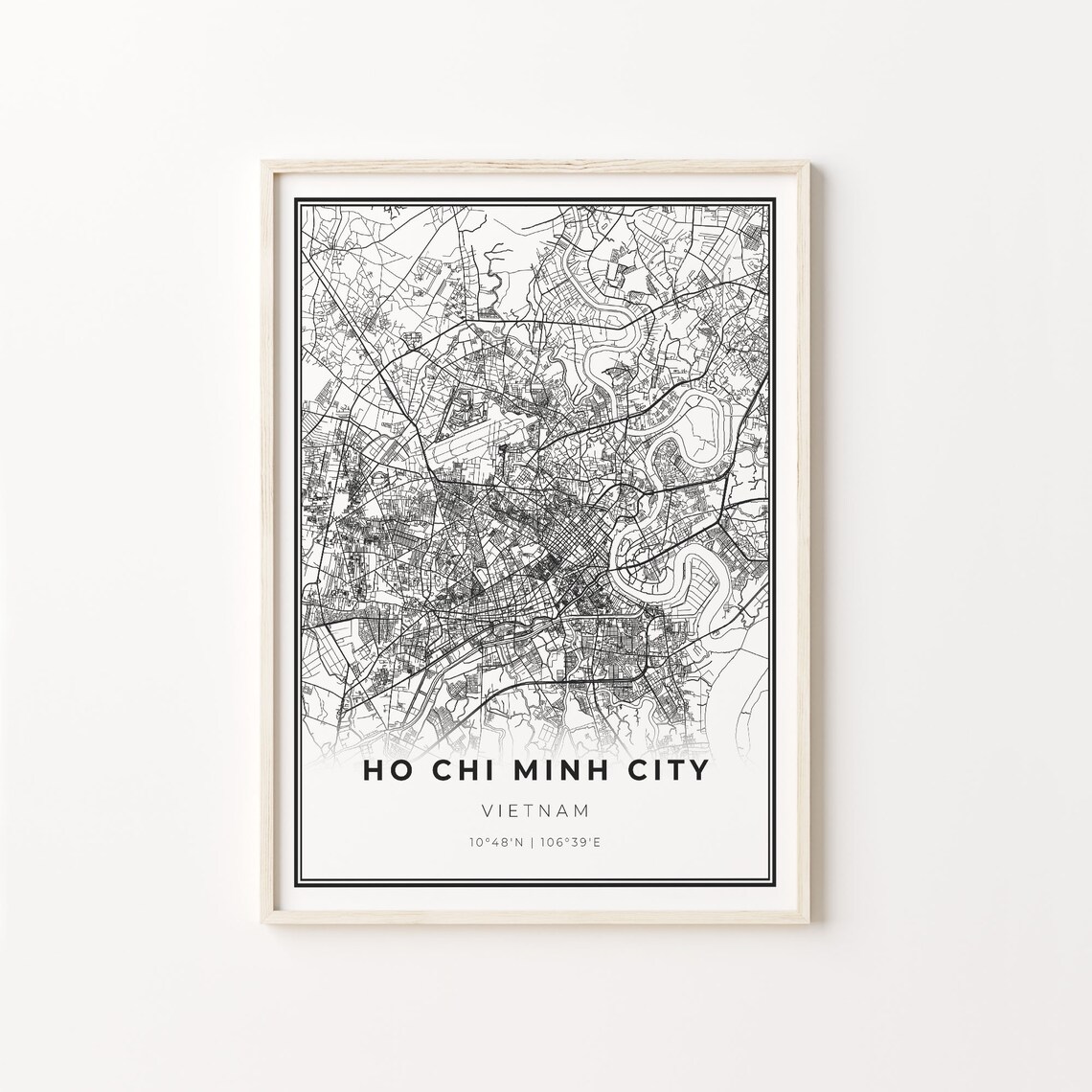Ho Chi Minh City Vietnam Map Minimalist Line Art Travel Poster