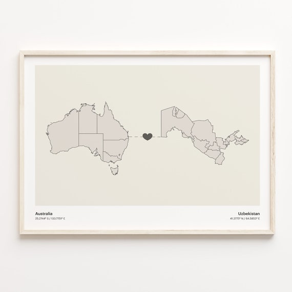 Australia To Vanuatu Print Nivanuatu Gift Minimalistic Country Connection Map Poster Travel Wall Art Adventure Awaits C21989