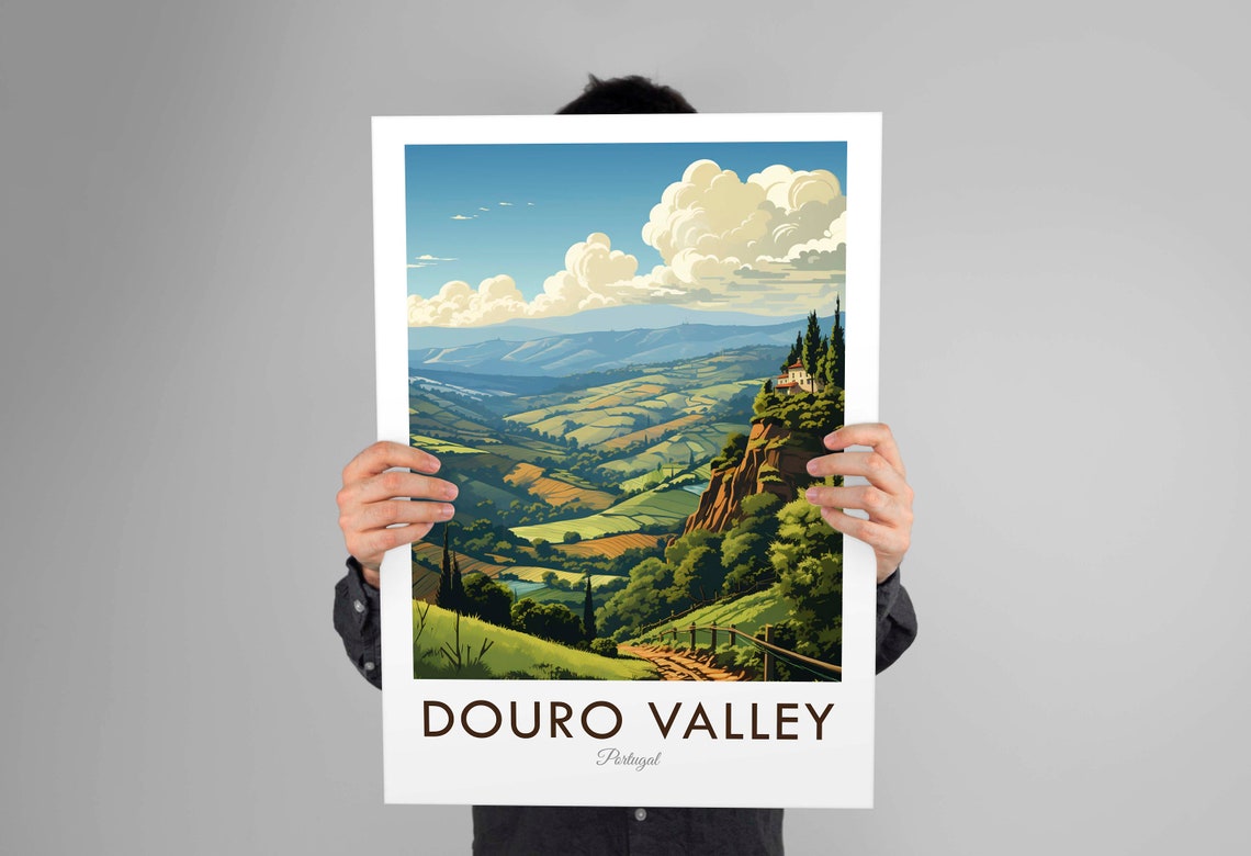 Douro Valley Portugal Terraced Vineyard Hills Landscape Poster - Image 2