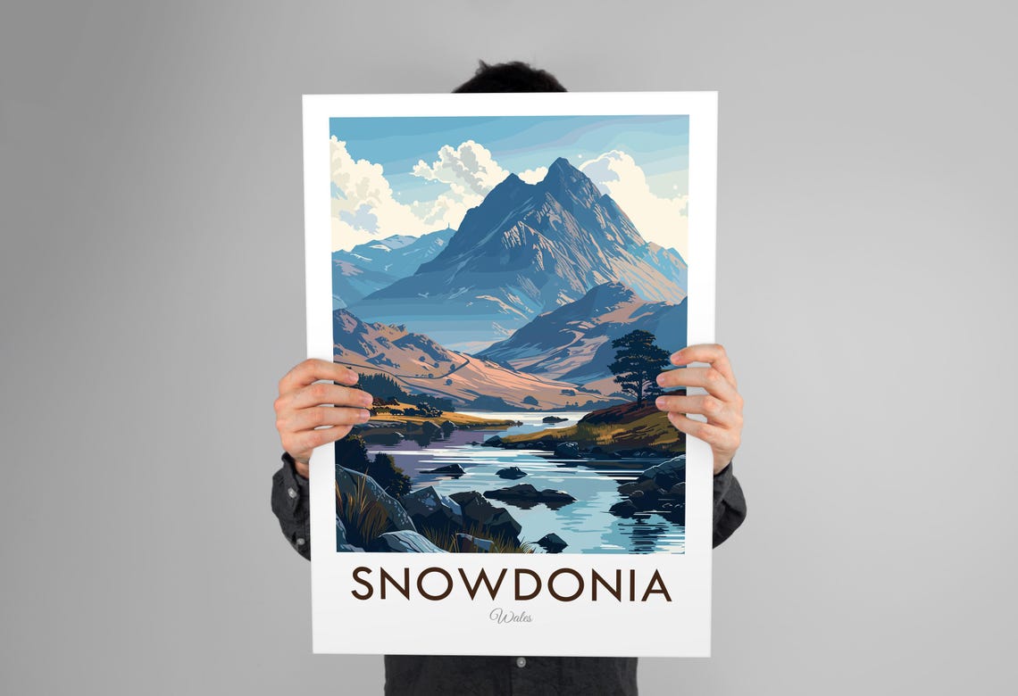 Snowdonia Wales Rocky Peak Stream Wild Alpine Scenery Poster - Image 2