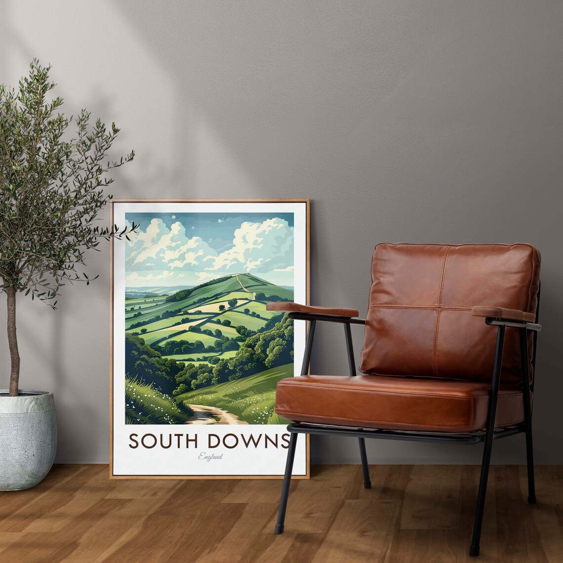 South Downs England Vintage Travel Poster, Art Print