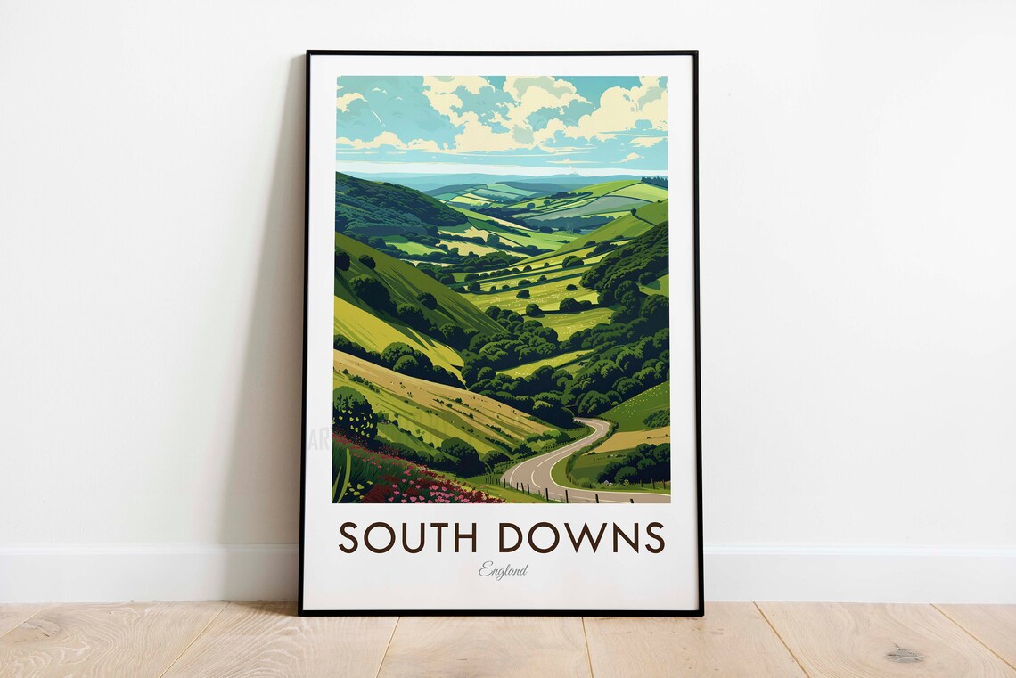 South Downs England Vintage Style Travel Poster - Image 3