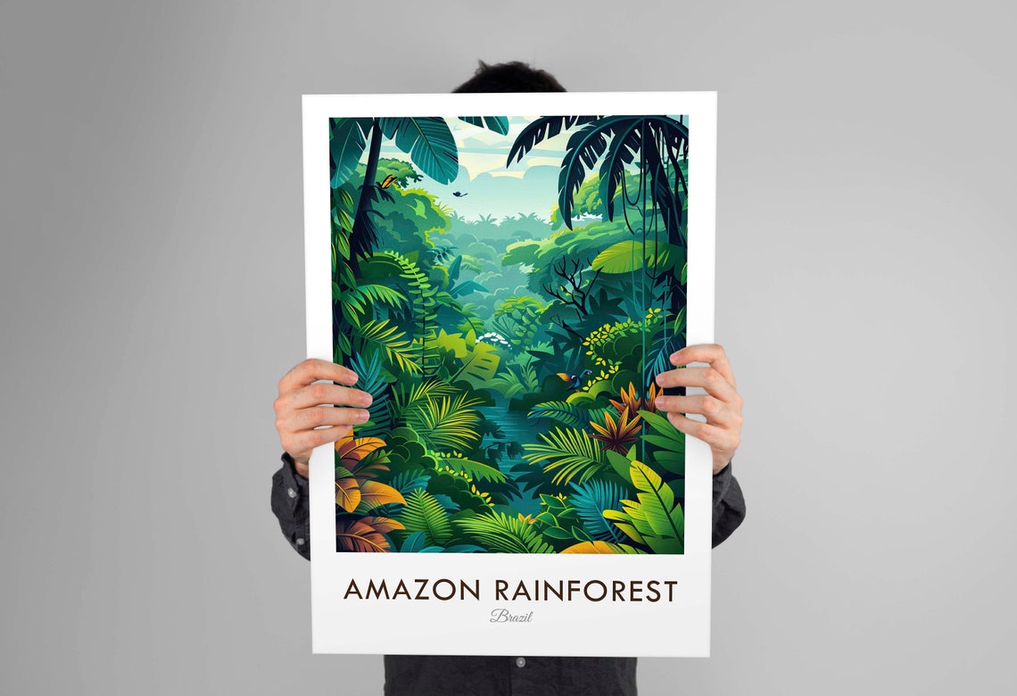 Amazon Rainforest Brazil Lush Jungle Canopy Vintage Travel Poster - Image 3