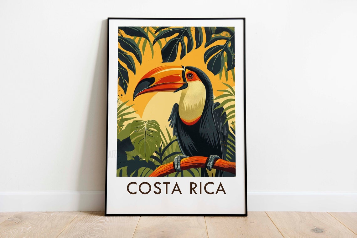 Costa Rica Toucan Tropical Jungle Bird Rainforest Illustration Poster