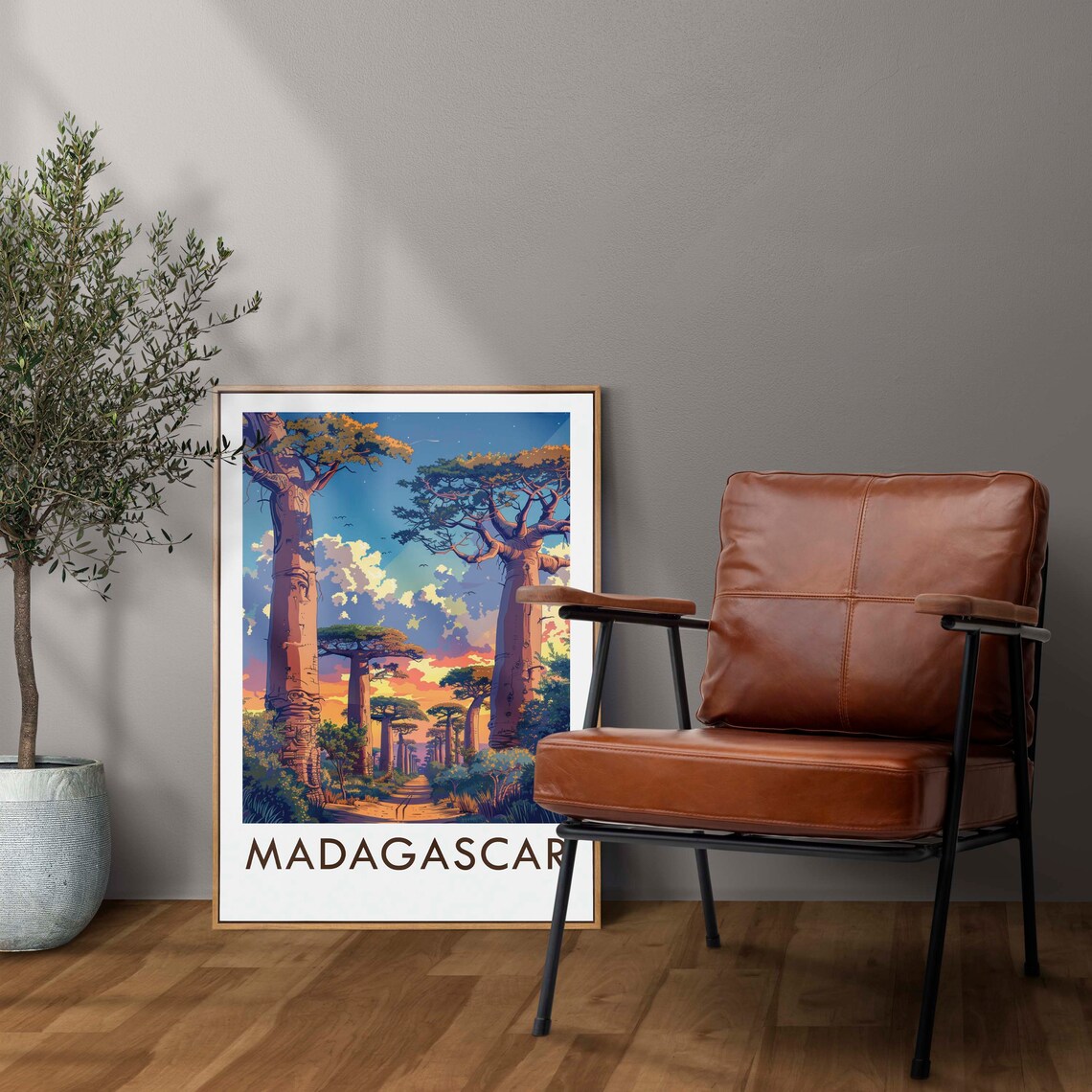 Madagascar Avenue Of The Baobabs Sunset Silhouette Scene Travel Poster - Image 2