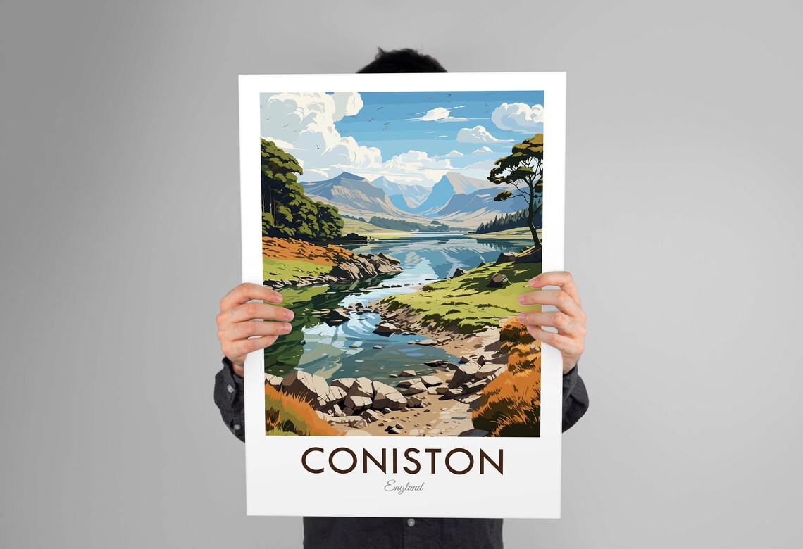 Lake Coniston Cumbria Vintage Travel Poster - Image 2