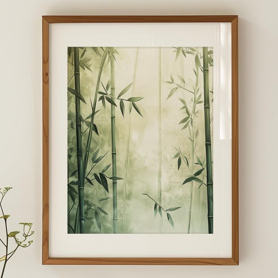 Bamboo Forest Mist Japandi Zen Wall Art Minimalist Bamboo Print Wabi Sabi Decor Tranquil Nature Poster Modern Home Decor