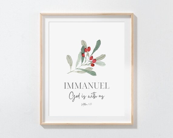 Matthew 123 Immanuel God Is With Us Christian Christmas Decor Rustic Holiday Minimalist Art Bible Verse Wall Scripture Print