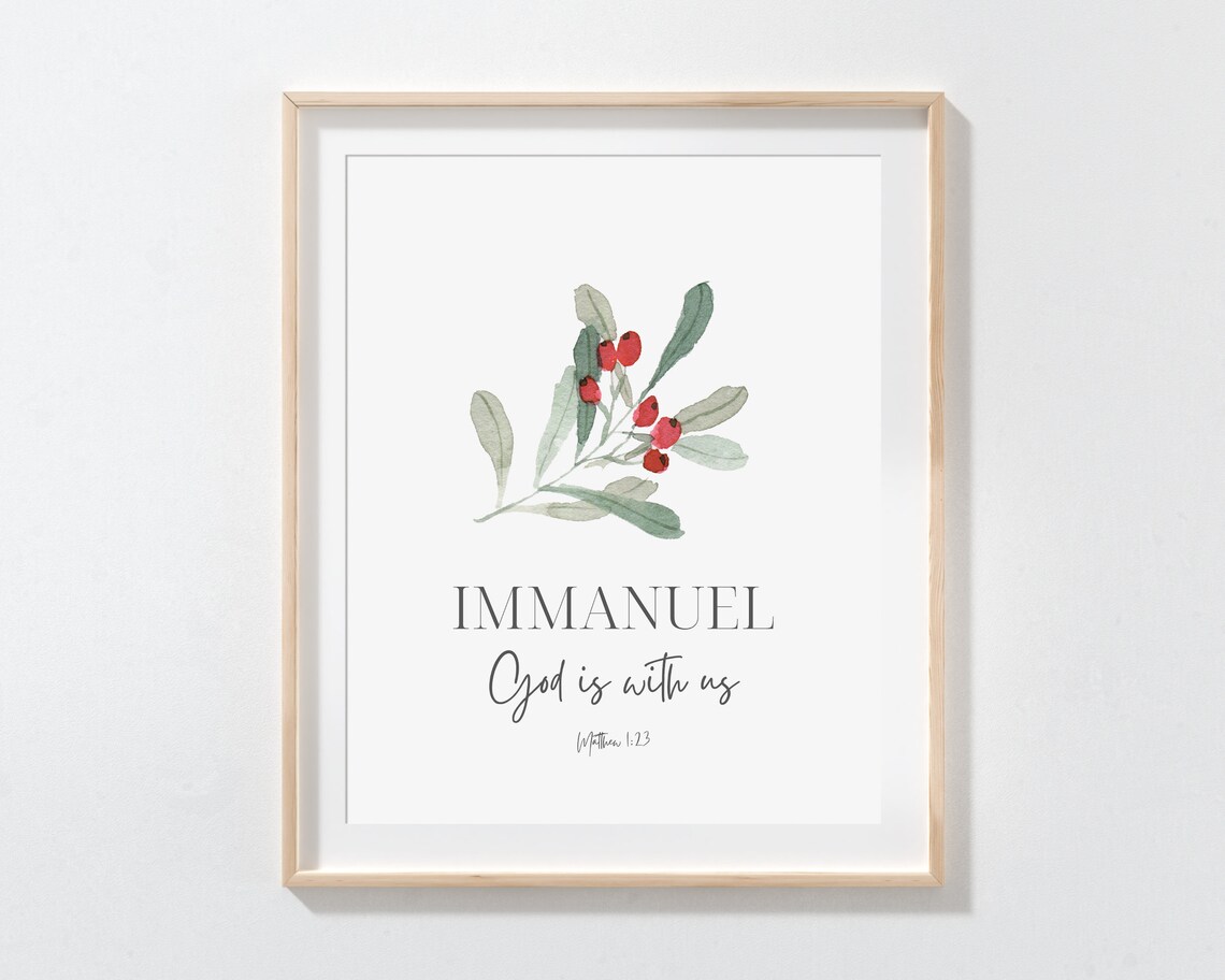 Matthew 123 Immanuel God Is With Us Christian Christmas Decor Rustic Holiday Minimalist Art Bible Verse Wall Scripture Print
