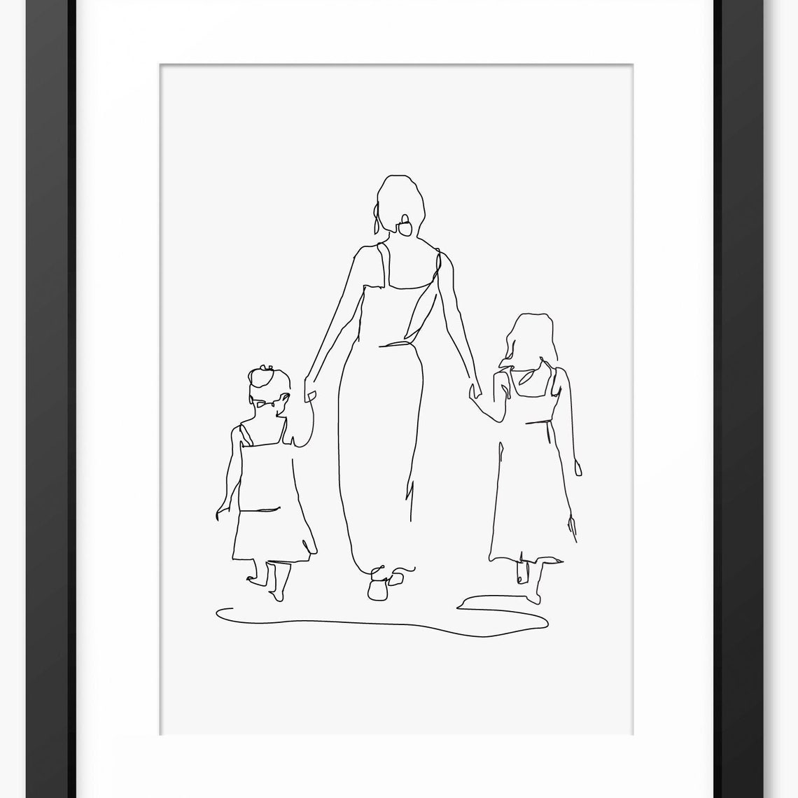 Mother And Daughters Print Family Wall Art Family Illustration Family Line Art Mothers Day Gift Mother And Children Art Gift For Mum