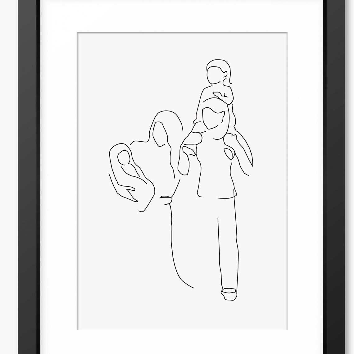 Lesbian Family Print Lesbian Family Illustration Gay Family Print Lgbtqi Family Lesbian Family Portrait Family Print Line Art