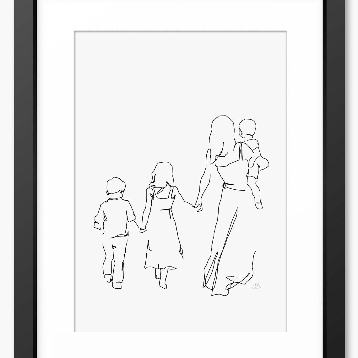 Mother And Children Art Mother And Children Illustration Mothers Day Print Mothers Day Art Mother And Children Drawing Family Portrait