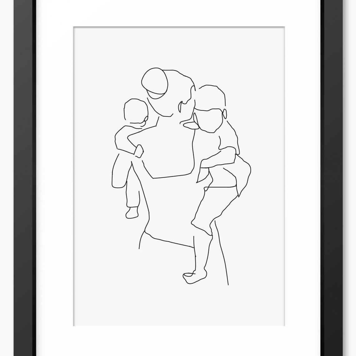 Mother Portrait Family Line Art Family Illustration Family Print Mother And Children Print Gift For Mum Mothers Day Print Gift Sketch