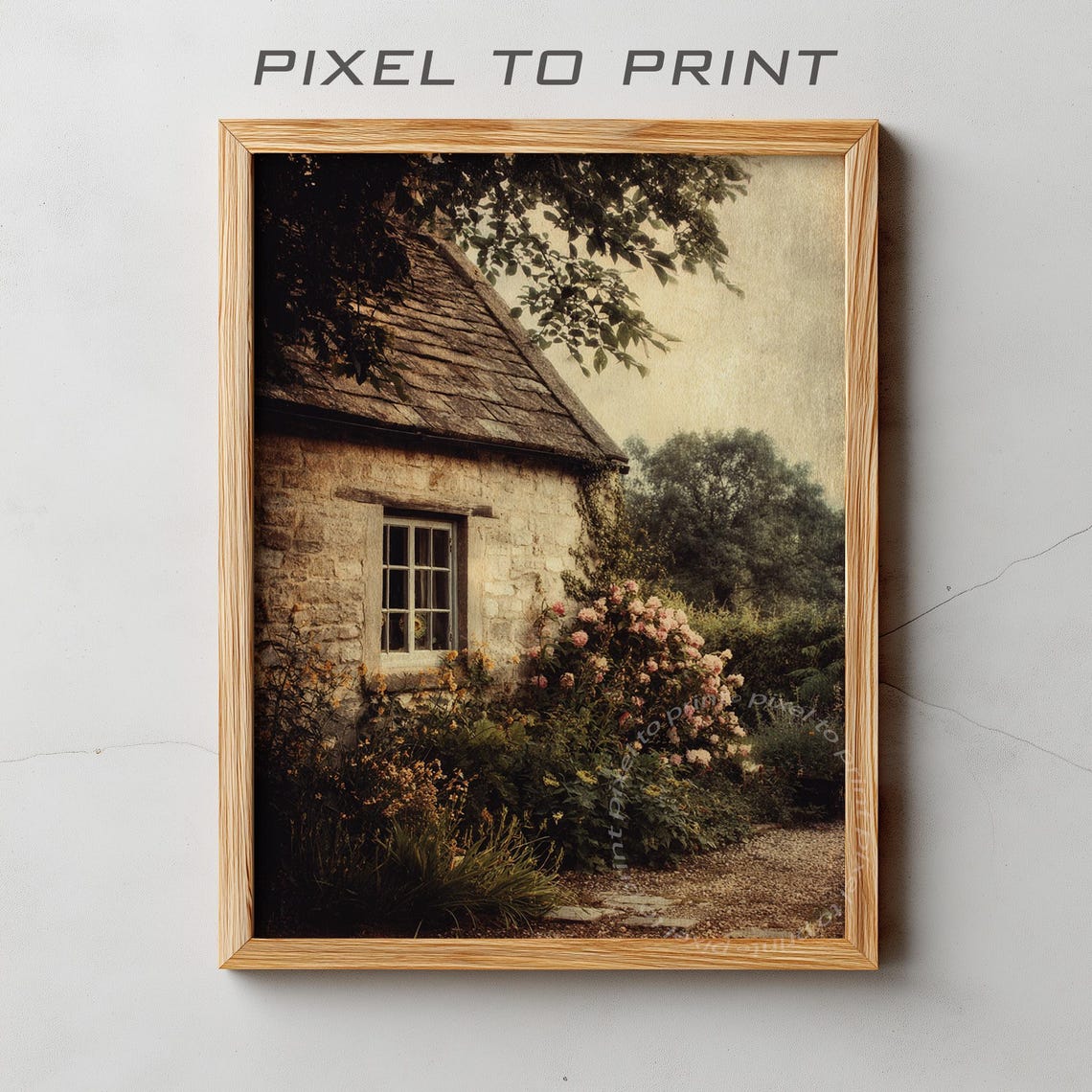 Vintage English Stone Cottage Garden Rustic Countryside Wall Art