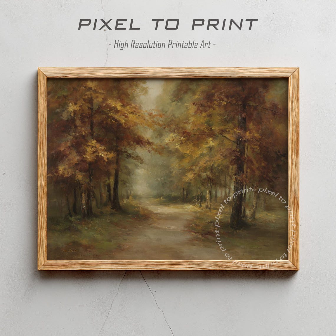 Vintage Fall Landscape Painting Autumn Forest Print