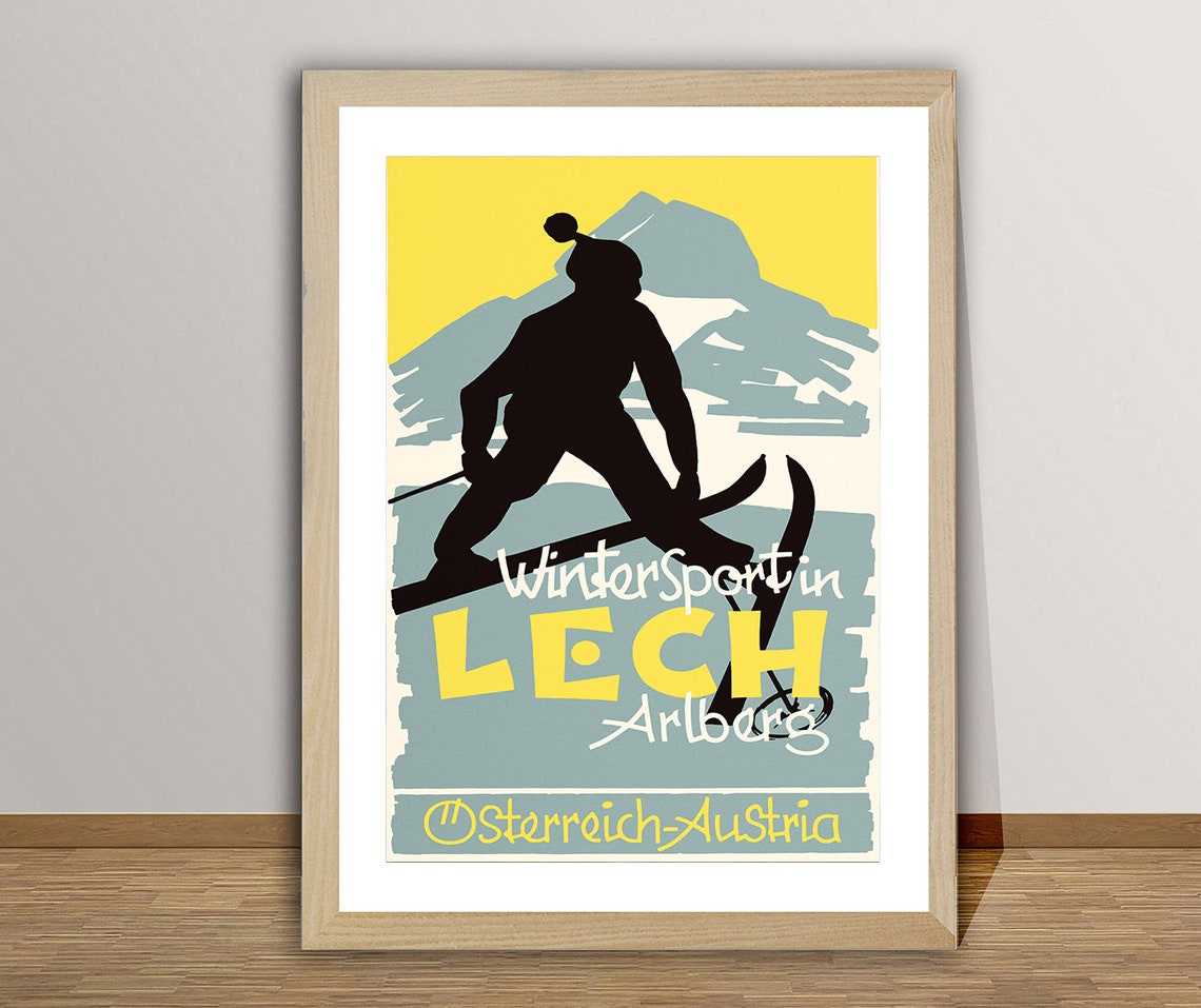Lech Arlberg Vintage Austrian Alpine Ski Resort Travel Poster - Image 2