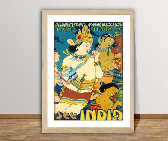 See India Cave Temples Travel Poster Travel Memories Gift Idea Wall Decor
