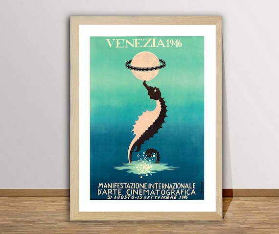 Venezia 1946 Film Festival Seahorse Cinema Art Vintage Movie Poster