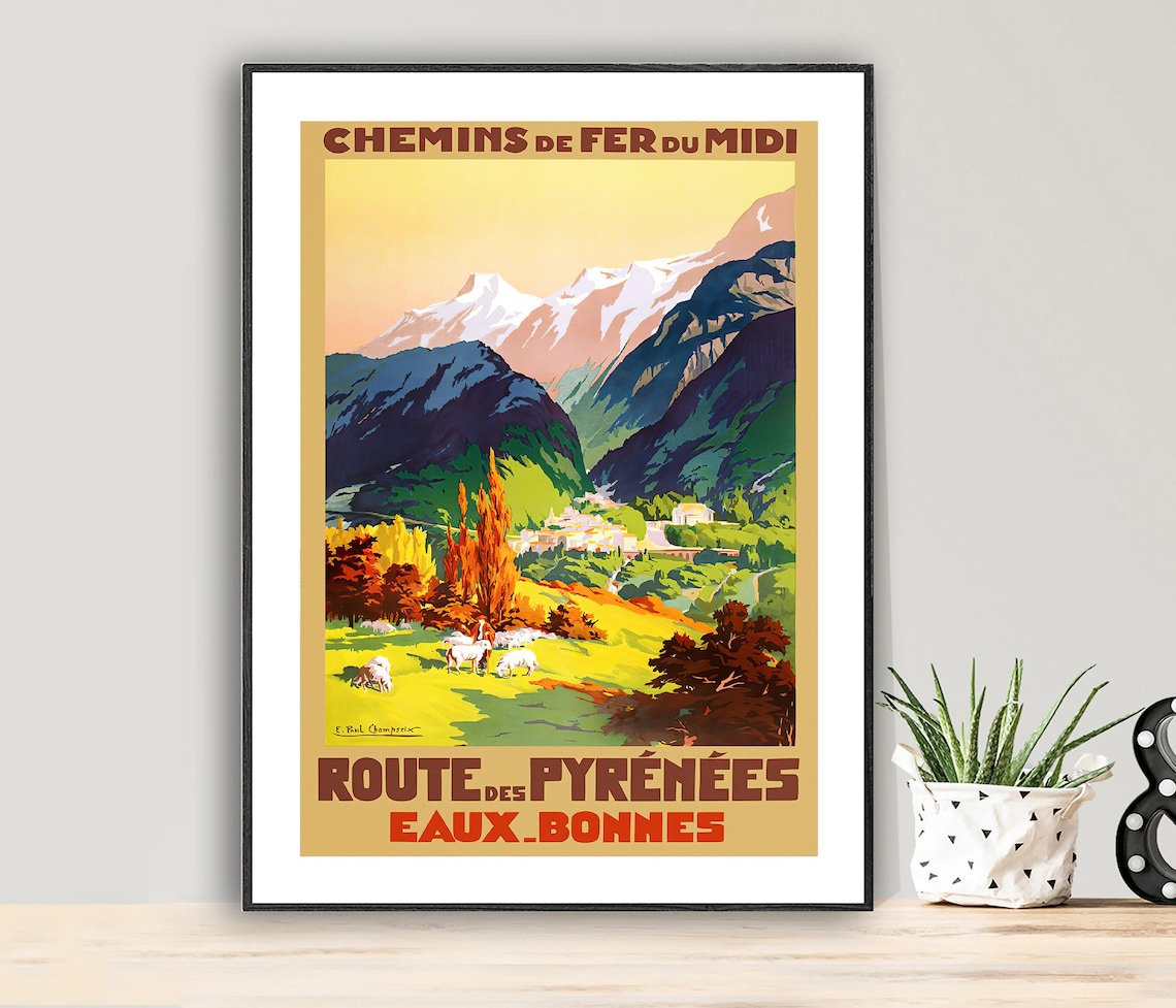 Route De Pyrenees Eaux Bonnes Vintage Travel Poster