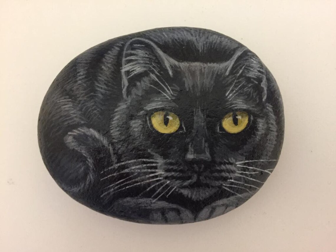 Black Cat Rock Art Painting, Animal Art Print - Image 2