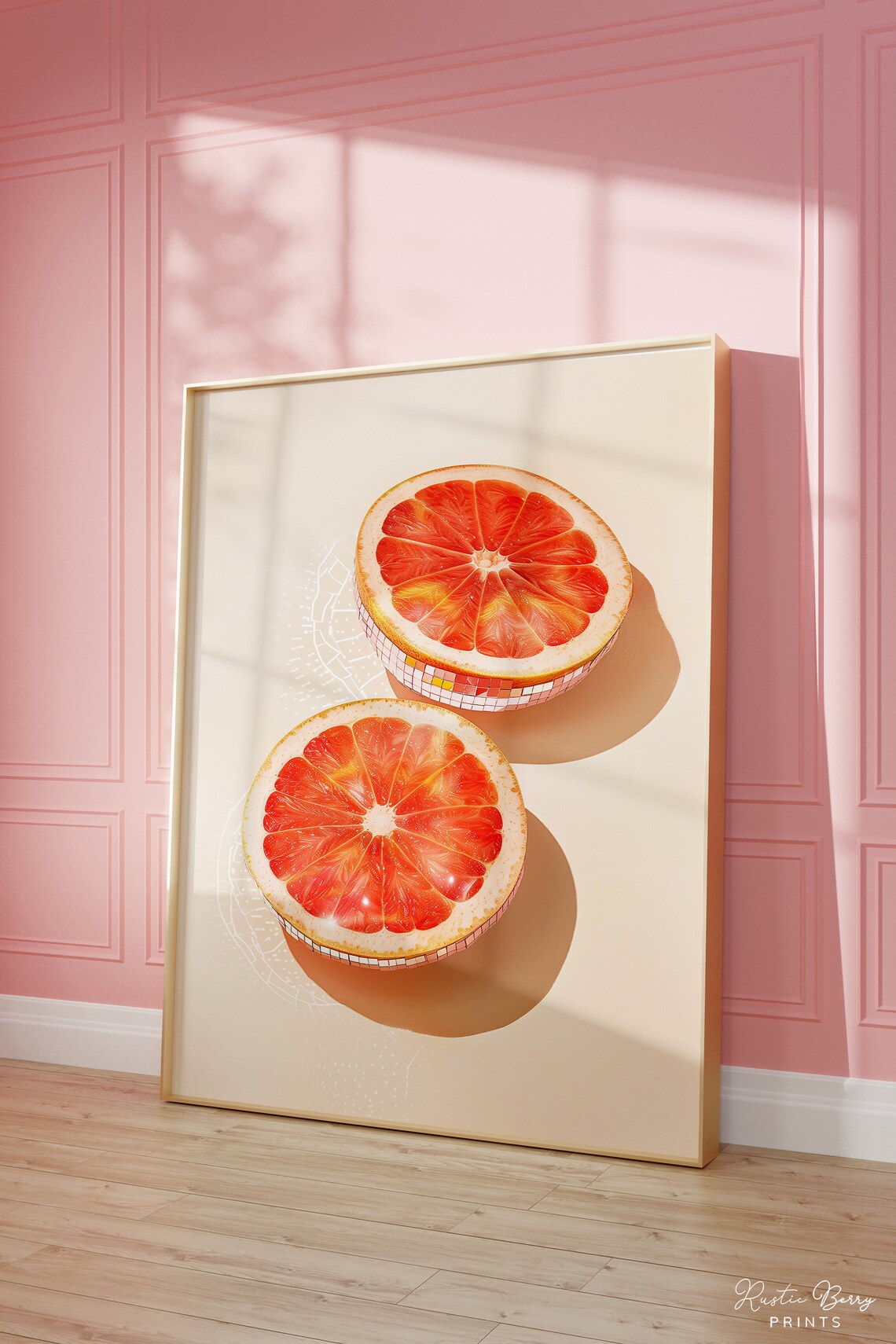 Disco Grapefruit Art Print Wall Art Poster Glam Disco Ball Grapefruit Preppy Trendy Dorm Room Kitchen Decor