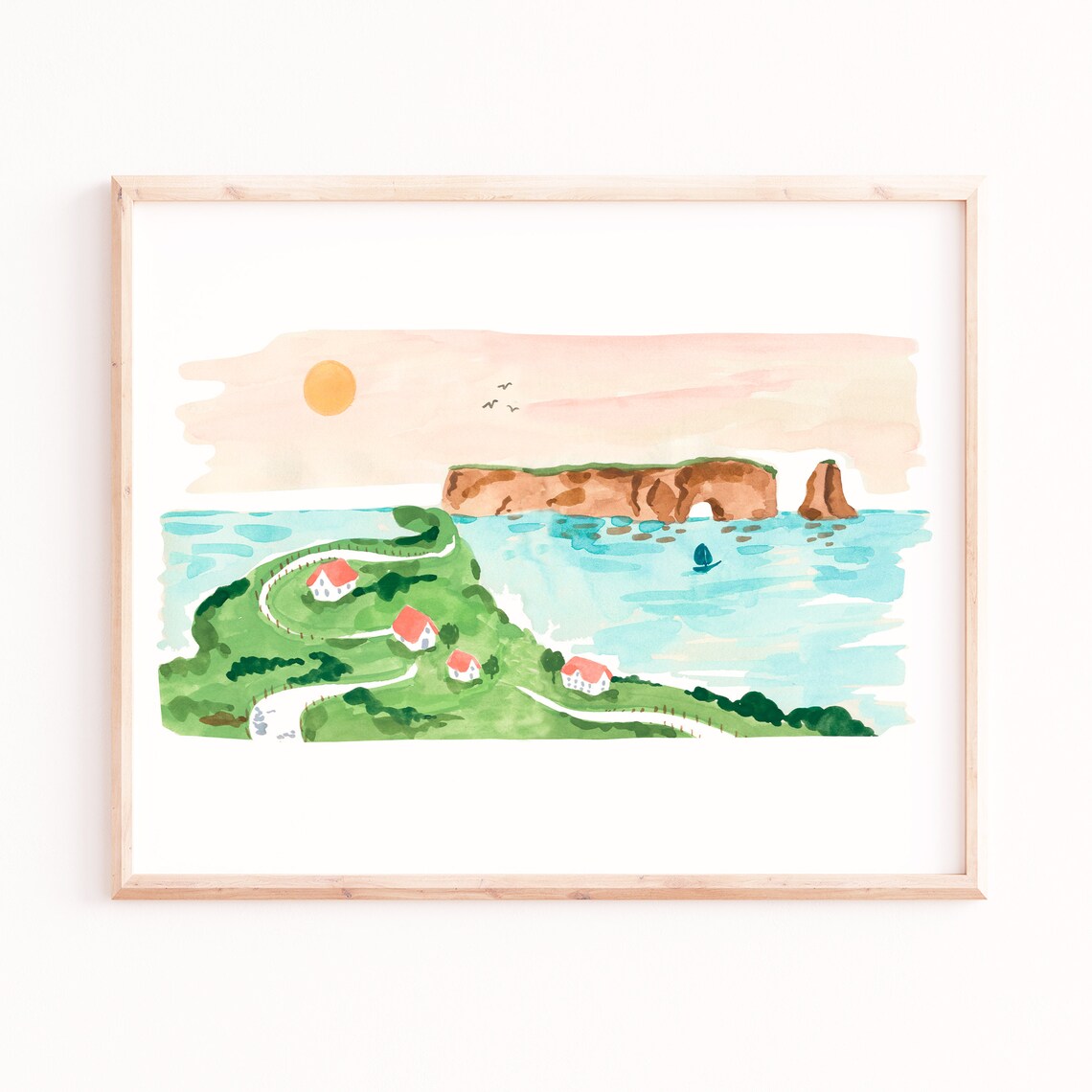 Rocher Perc Poster, Gaspe Quebec Landscape Travel Poster