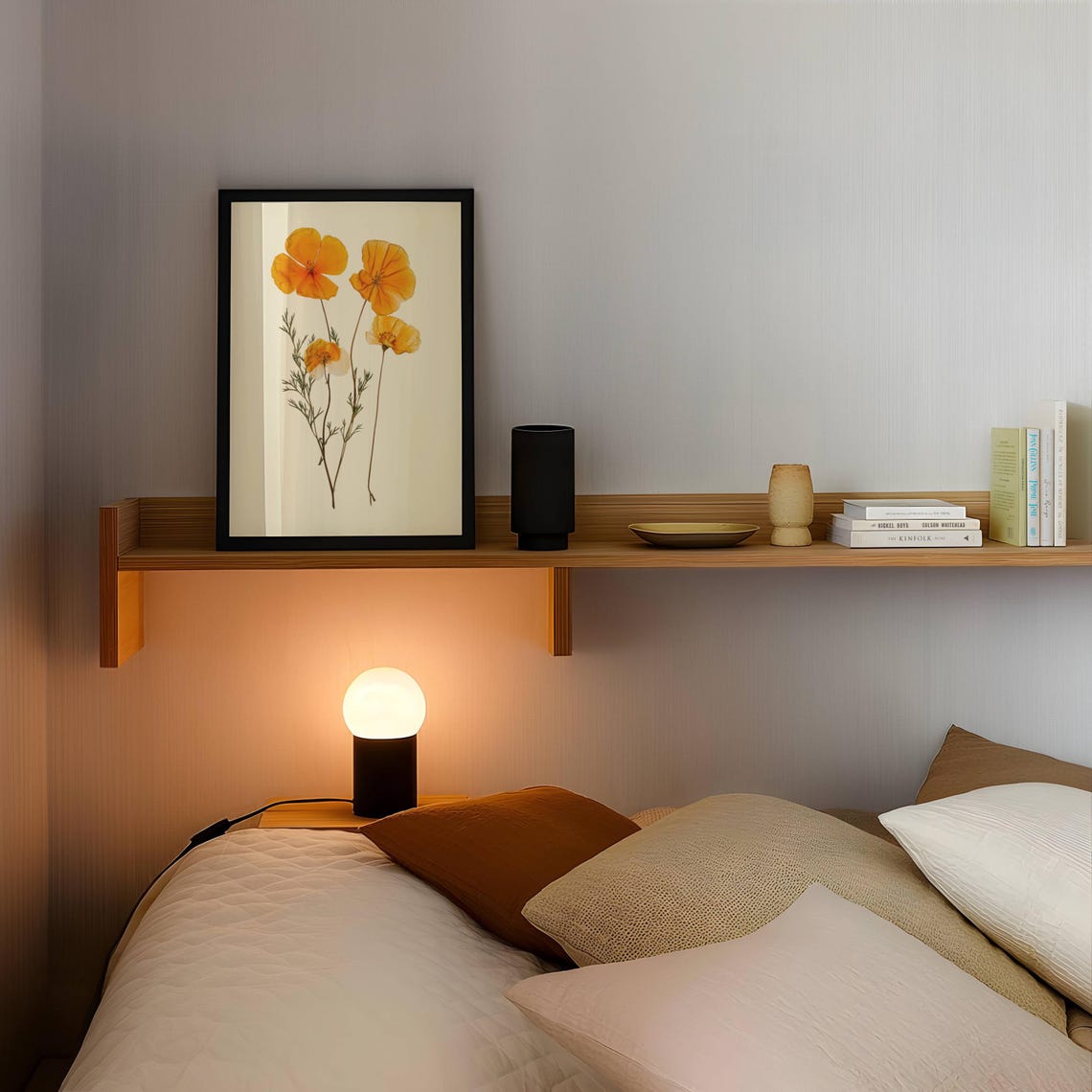 Pressed Orange Poppy Flowers Botanical Wall Art Print Autumn Poster - Image 2
